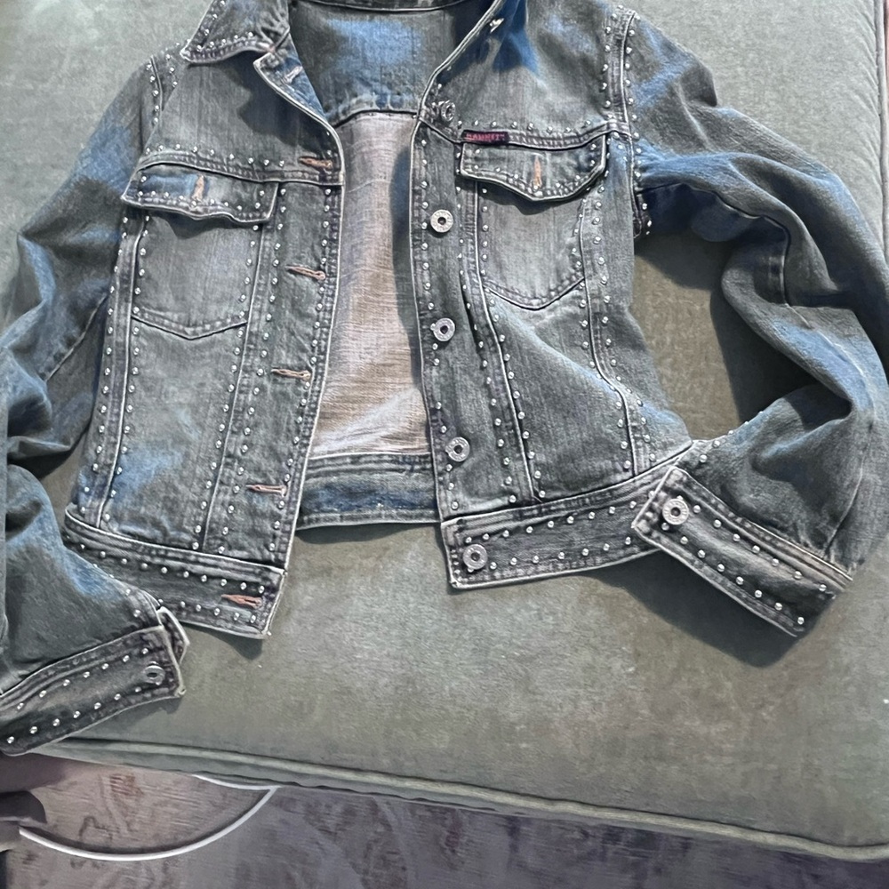 Embellished Denim Jacket in Gray